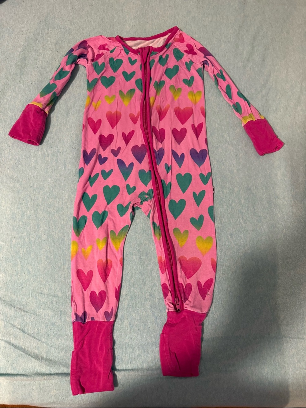 Little Sleepies Pink Heart-Print One-Piece Pajama